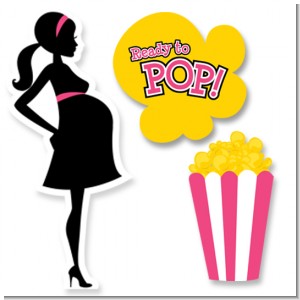 Ready To Pop Dark Pink - Baby Shower Printed Shaped Cut-Outs