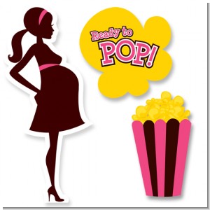 Ready To Pop Dark Pink Brown - Baby Shower Printed Shaped Cut-Outs