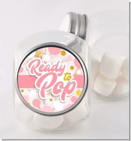 Ready To Pop Pink Gold - Personalized Baby Shower Candy Jar