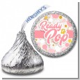Ready To Pop Pink Gold - Hershey Kiss Baby Shower Sticker Labels thumbnail