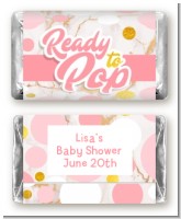 Ready To Pop Pink Gold - Personalized Baby Shower Mini Candy Bar Wrappers