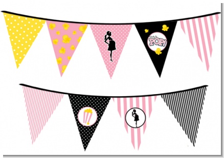 Ready To Pop Pink - Baby Shower Themed Pennant Set