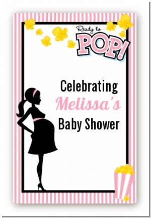 Ready To Pop Pink - Custom Large Rectangle Baby Shower Sticker/Labels