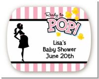 Ready To Pop Pink - Personalized Baby Shower Rounded Corner Stickers