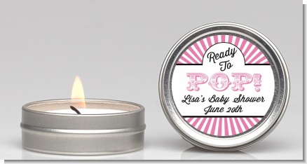 Ready To Pop Pink Stripes - Baby Shower Candle Favors