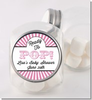 Ready To Pop Pink Stripes - Personalized Baby Shower Candy Jar