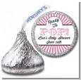 Ready To Pop Pink Stripes - Hershey Kiss Baby Shower Sticker Labels thumbnail