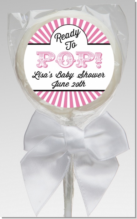 Ready To Pop Pink Stripes - Personalized Baby Shower Lollipop Favors
