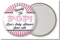 Ready To Pop Pink Stripes - Personalized Baby Shower Pocket Mirror Favors