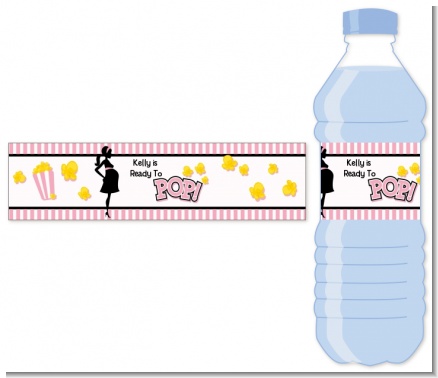 Ready To Pop Pink - Personalized Baby Shower Water Bottle Labels