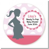 Ready To Pop Pink with white dots - Round Personalized Baby Shower Sticker Labels