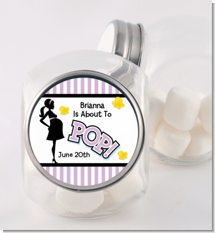 Ready To Pop Purple - Personalized Baby Shower Candy Jar