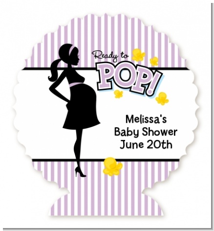 Ready To Pop Purple - Personalized Baby Shower Centerpiece Stand