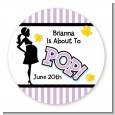 Ready To Pop Purple - Round Personalized Baby Shower Sticker Labels thumbnail