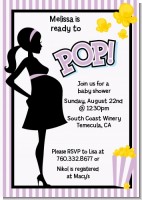 Ready To Pop Purple - Baby Shower Invitations