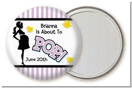 Ready To Pop Purple - Personalized Baby Shower Pocket Mirror Favors