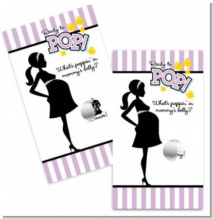 Ready To Pop Purple - Baby Shower Scratch Off Game Tickets