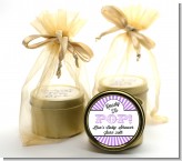 Ready To Pop Purple Stripes - Baby Shower Gold Tin Candle Favors