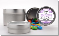 Ready To Pop Purple Stripes - Custom Baby Shower Favor Tins