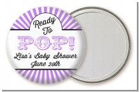 Ready To Pop Purple Stripes - Personalized Baby Shower Pocket Mirror Favors