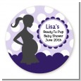 Ready To Pop Purple with white dots - Round Personalized Baby Shower Sticker Labels thumbnail