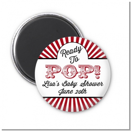 Ready To Pop Red - Personalized Baby Shower Magnet Favors