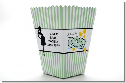 Ready To Pop Green - Personalized Baby Shower Popcorn Boxes