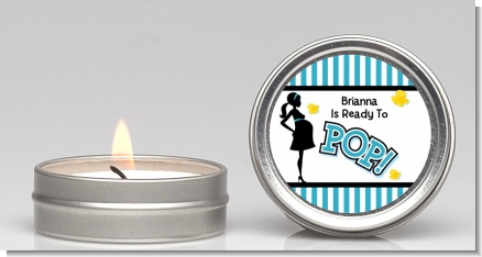 Ready To Pop Teal - Baby Shower Candle Favors