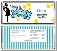 Ready To Pop Teal - Personalized Baby Shower Candy Bar Wrappers