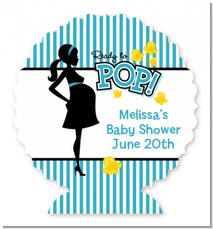 Ready To Pop Teal - Personalized Baby Shower Centerpiece Stand