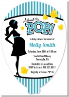 Ready To Pop Teal - Baby Shower Shaped Invitations