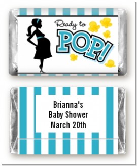 Ready To Pop Teal - Personalized Baby Shower Mini Candy Bar Wrappers