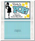 Ready To Pop Teal - Personalized Popcorn Wrapper Baby Shower Favors