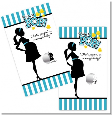 Ready To Pop Teal - Baby Shower Scratch Off Game Tickets