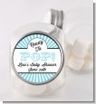 Ready To Pop Teal Stripes - Personalized Baby Shower Candy Jar thumbnail