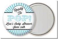 Ready To Pop Teal Stripes - Personalized Baby Shower Pocket Mirror Favors