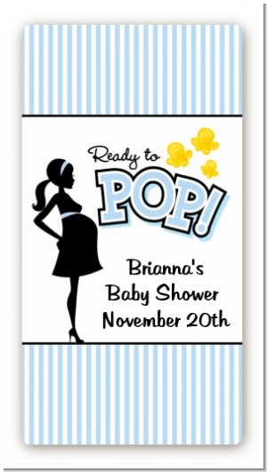 Ready To Pop Blue - Custom Rectangle Baby Shower Sticker/Labels