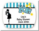 Ready To Pop Teal - Personalized Baby Shower Rounded Corner Stickers