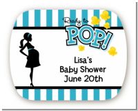 Ready To Pop Teal - Personalized Baby Shower Rounded Corner Stickers
