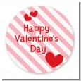 Red Hearts - Round Personalized Valentines Day Sticker Labels thumbnail