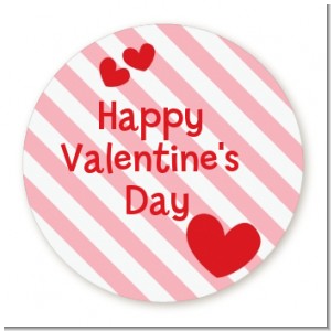 Red Hearts - Round Personalized Valentines Day Sticker Labels