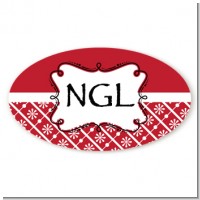 Modern Thatch Red - Personalized Everyday Party Oval Sticker/Labels