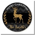 Reindeer Gold Glitter - Round Personalized Christmas Sticker Labels thumbnail