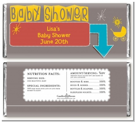 Retro Baby Theme - Personalized Baby Shower Candy Bar Wrappers