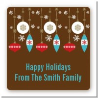 Retro Ornaments - Square Personalized Christmas Sticker Labels