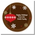 Retro Ornaments - Round Personalized Christmas Sticker Labels thumbnail