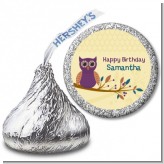 Retro Owl - Hershey Kiss Birthday Party Sticker Labels