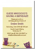 Retro Owl - Birthday Party Petite Invitations