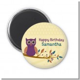 Retro Owl - Personalized Birthday Party Magnet Favors