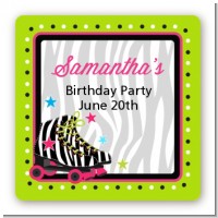 Retro Roller Skate Party - Square Personalized Birthday Party Sticker Labels